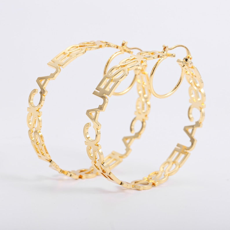 Name Hoop Earrings
