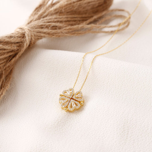 Leaf Clover Hearts Necklace