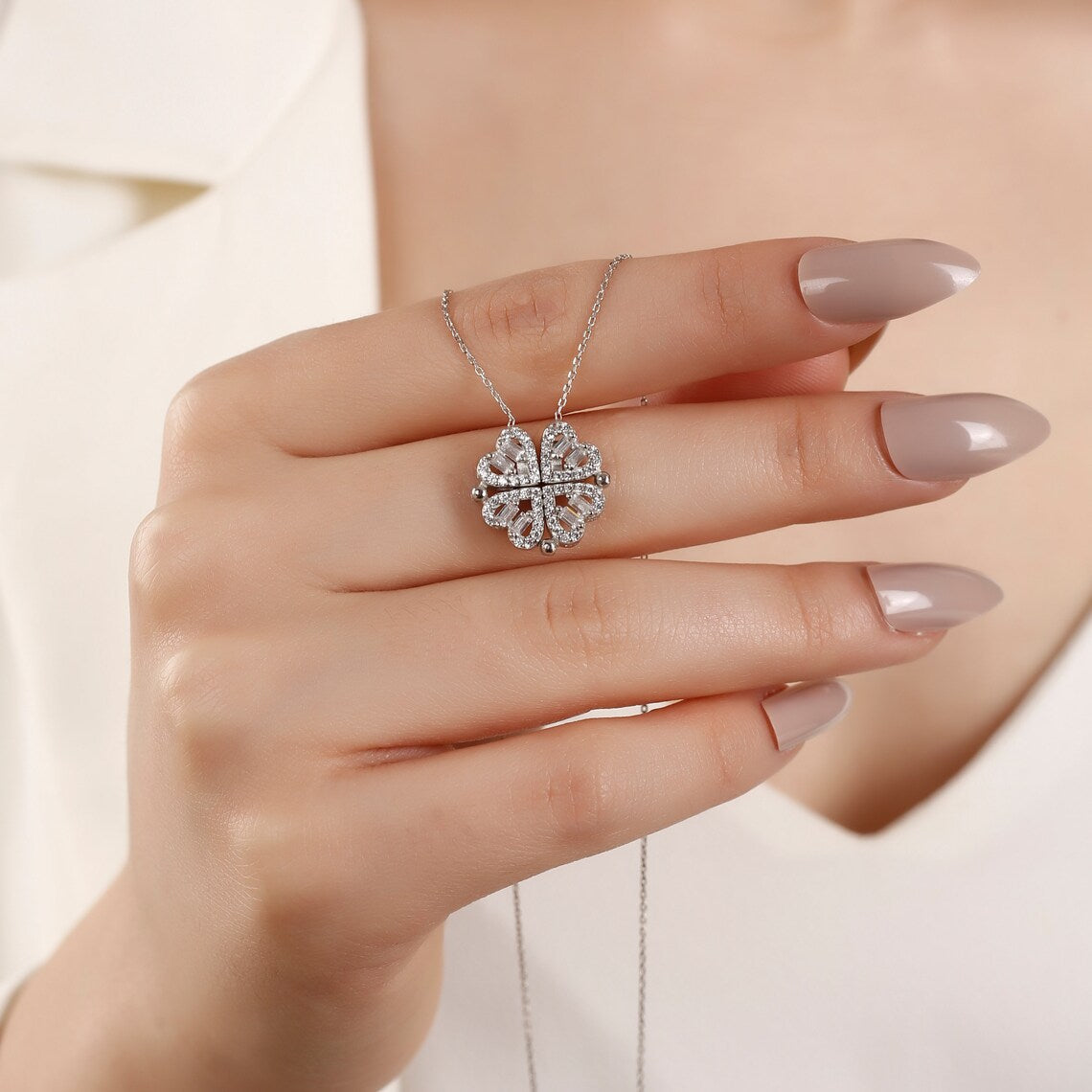 Leaf Clover Hearts Necklace