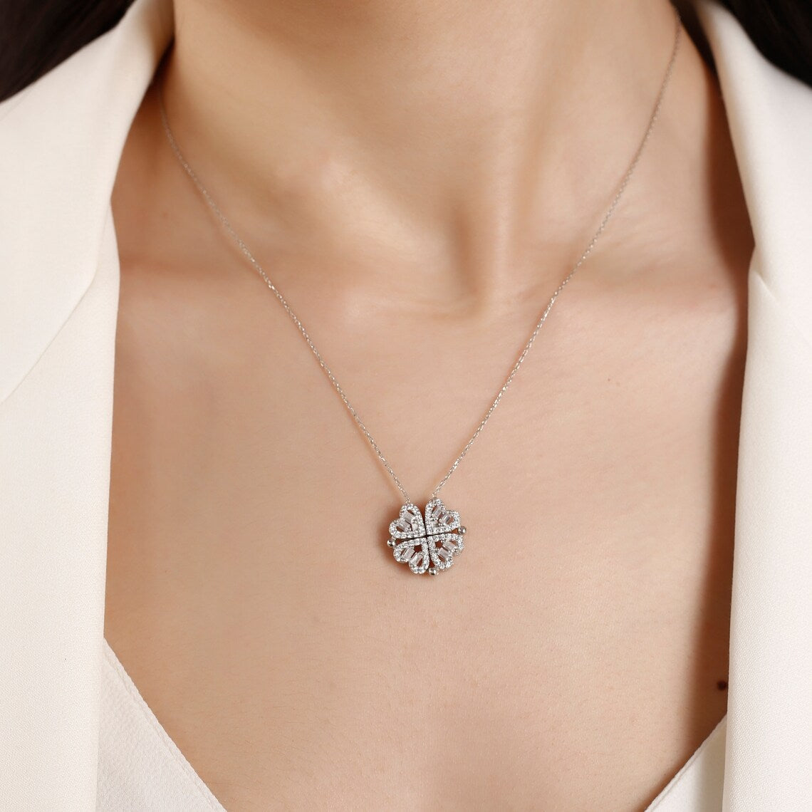 Leaf Clover Hearts Necklace